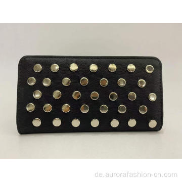 Black Rivet Portemonnaies Lady Purse 2 Folds Portemonnaies